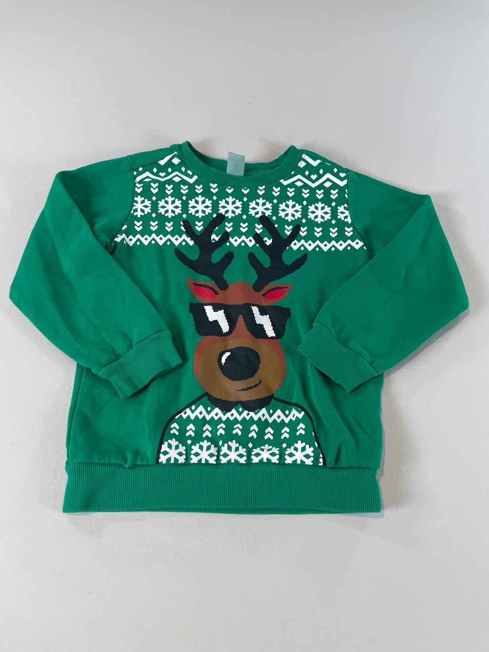 Carter's Kids Christmas Reindeer Sunglasses Sweatshirt Green Size 6